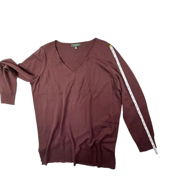 Ann Taylor Merino Wool Blend Long Sleeve Tunic Sweater Size XXL Burgundy V-Neck - Picture 10 of 10